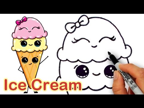 480x360 How To Draw Cartoon Ice Cream On A Cone Cute And Easy - Cute Ice Cream Cone Drawing