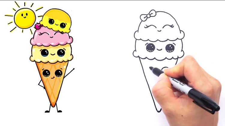 750x422 How To Draw Cute Foods - Cute Ice Cream Cone Drawing
