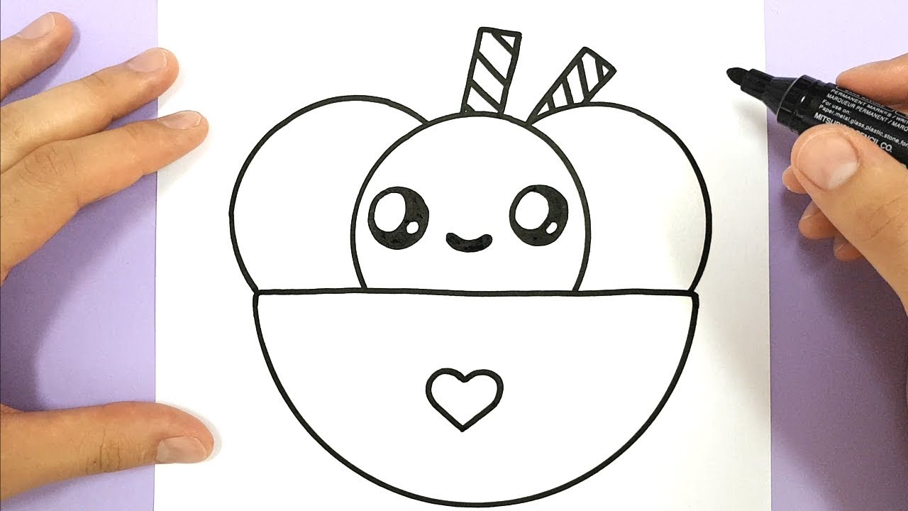 1280x720 How To Draw Cute Ice Cream Bowl With Love Heart - Cute Ice Cream Drawing