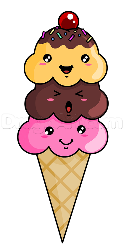 419x831 How To Draw An Ice Cream Step How To Draw Drawings, Kawaii - Cute Ice Cream Drawing