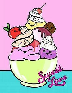 232x300 Cute Ice Cream Kawaii Notebook For Girls Or Tweens Blank Drawing - Cute Ice Cream Drawing