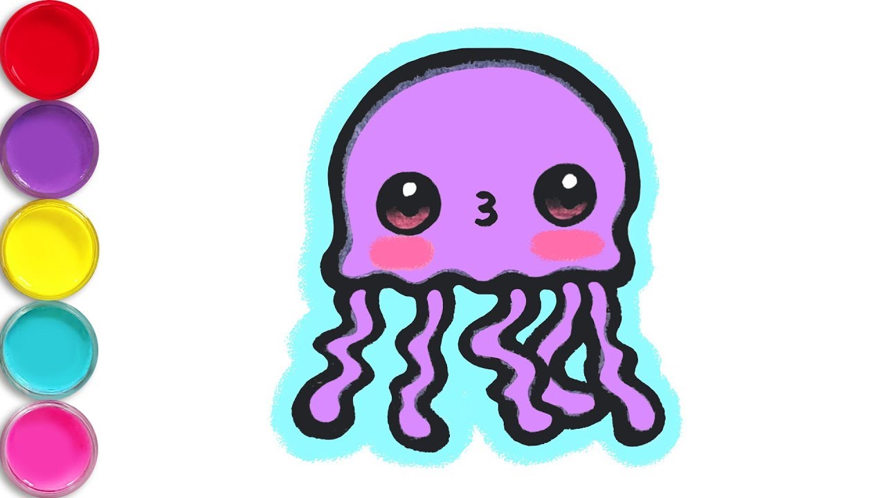 1280x720 How To Draw Cute Jellyfish Drawing Coloring For Kids, Toddlers - Cute Jellyfish Drawing