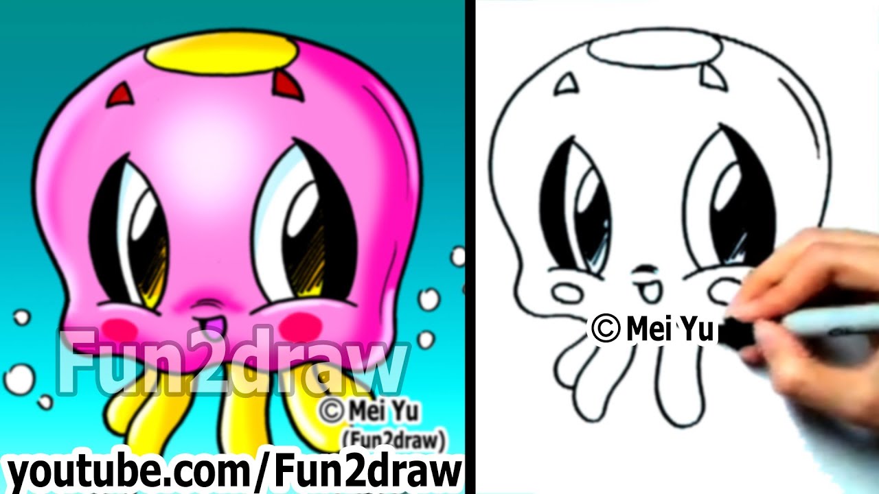 1280x720 How To Draw Easy Cartoons - Cute Jellyfish Drawing
