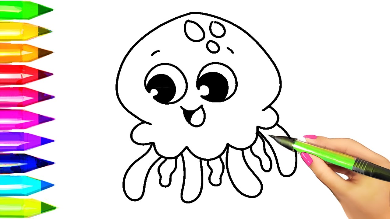 1280x720 how to draw easy jellyfish quick cute jellyfish drawing - Cute Jellyfish Drawing