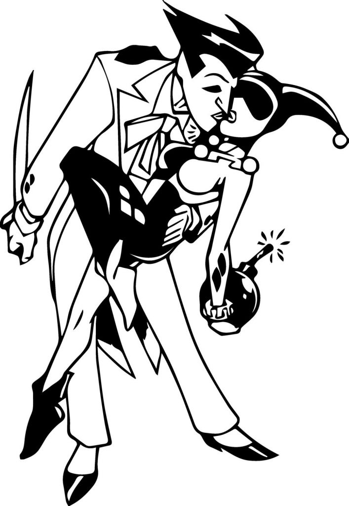 707x1024 Draw Samples Cute Harley Quinn Coloring Pages Easy Drawing - Cute Joker Drawing