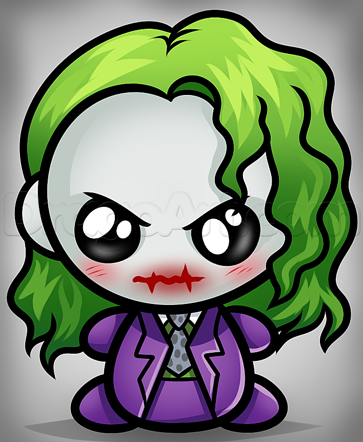 708x861 How To Draw Kawaii Joker, Step - Cute Joker Drawing