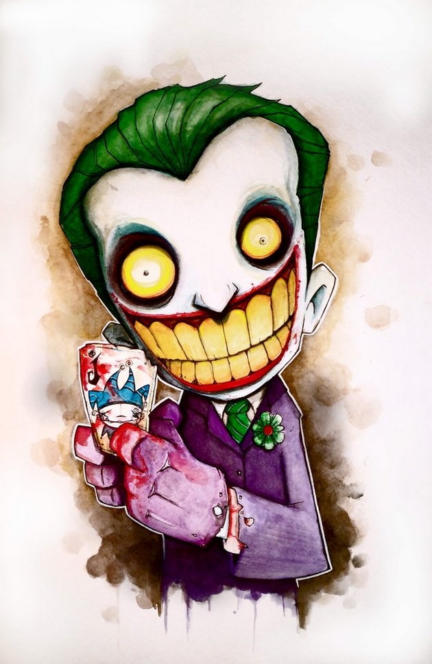 630x968 A Gallery Of Very Unique Superhero Art Superheroesvillains - Cute Joker Drawing