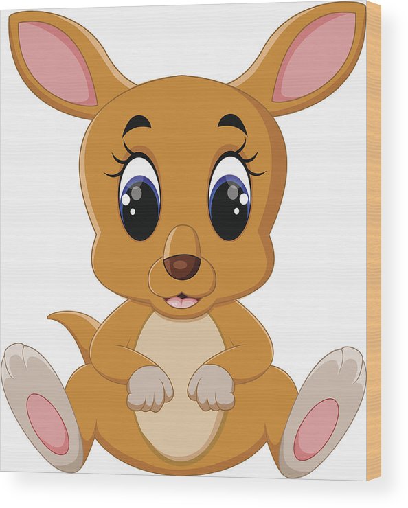 594x740 Cute Kangaroo Cartoon Wood Print - Cute Kangaroo Drawing