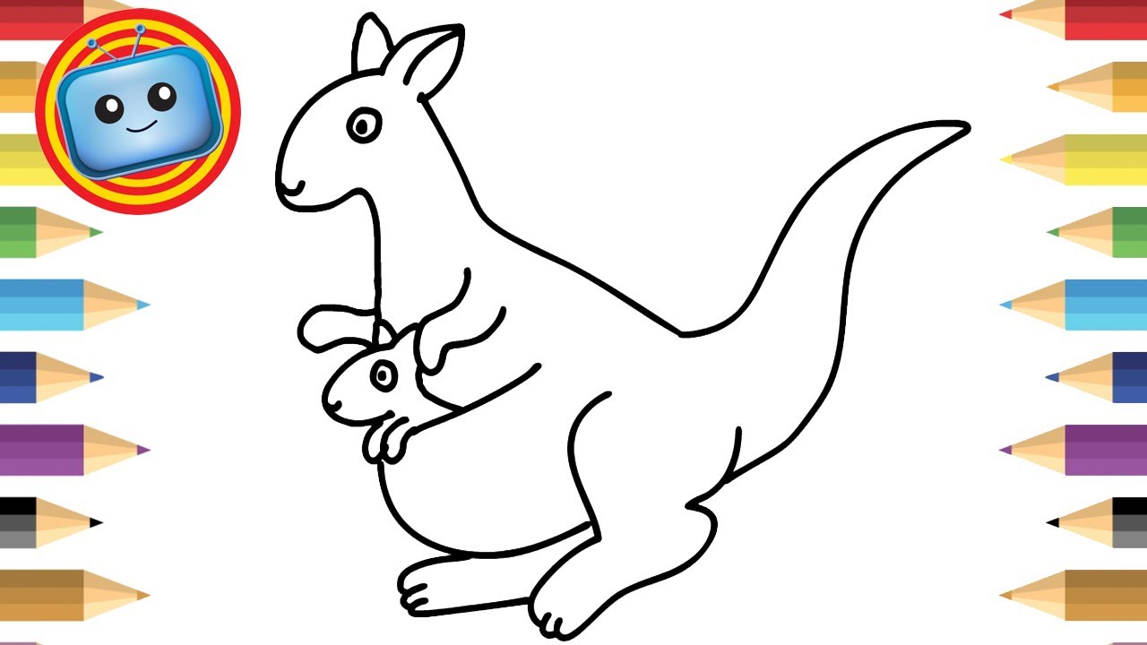1280x720 How To Draw Cute Kangaroo Colouring Book Simple Drawing Game - Cute Kangaroo Drawing