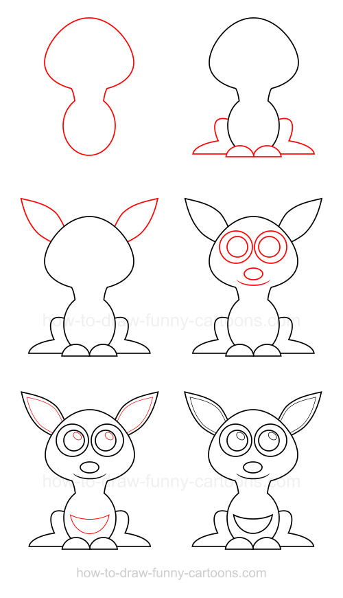 500x870 How To Draw A Kangaroo - Cute Kangaroo Drawing