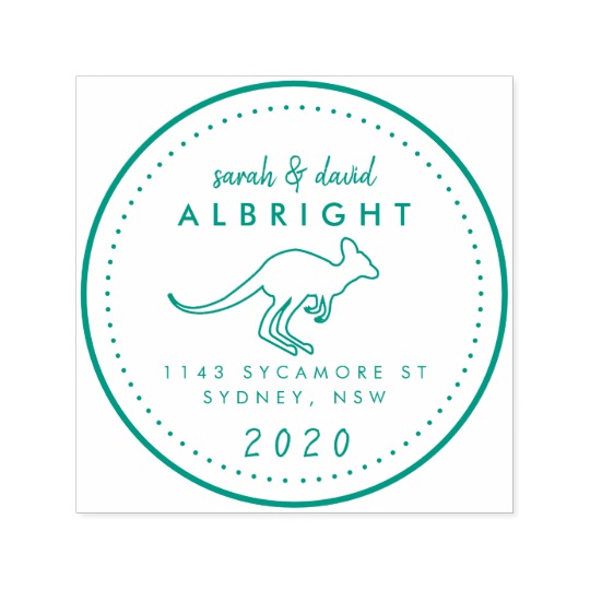 540x540 custom cute kangaroo line drawing return address self inking stamp - Cute Kangaroo Drawing