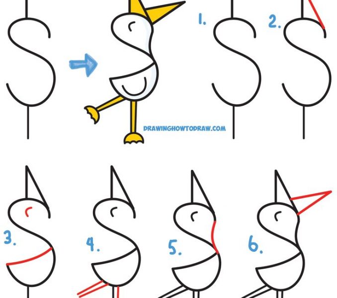 678x600 Cool Easy Kid Drawings How To Draw A Cute Cartoon Bird Duck - Cute Kid Drawings