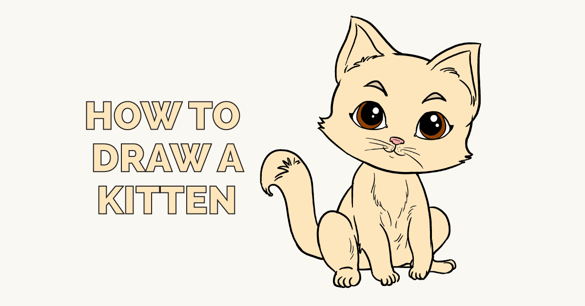 1200x628 How To Draw Kitten - Cute Kitten Drawing