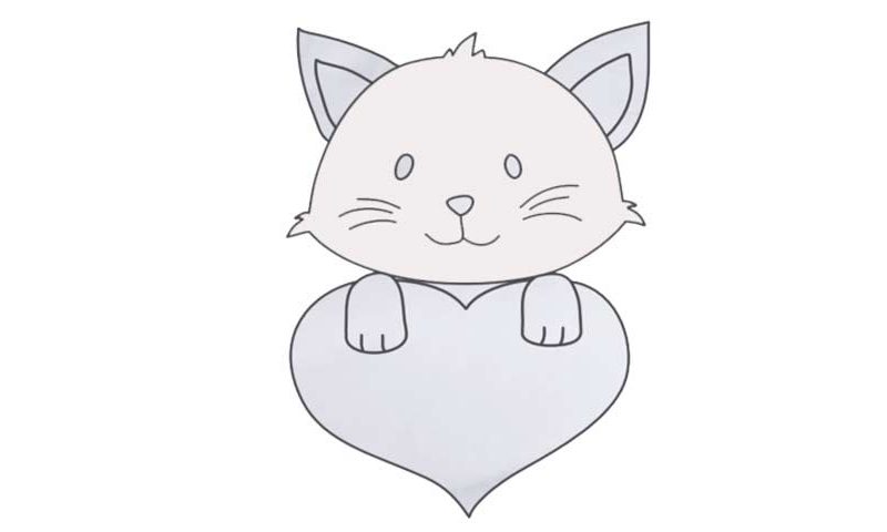 800x480 how to draw cute kittens with love hearts - Cute Kitten Drawing