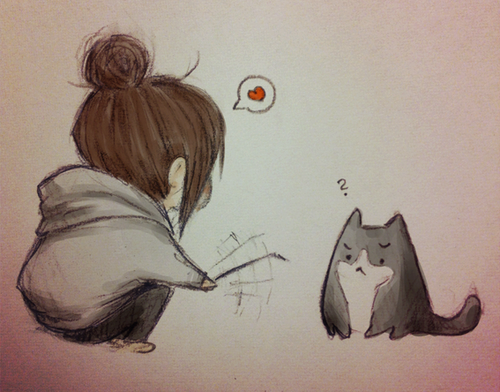 500x392 kitty cat drawing girl cute adorable comfy cats kitten outfit - Cute Kitten Drawing