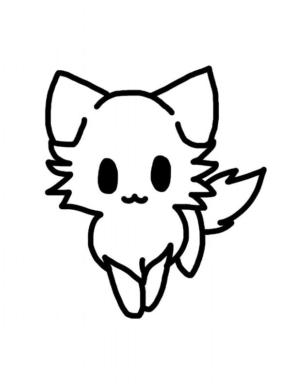 600x799 Kitten Lineart Kawaii Kitten For Free Download - Cute Kitty Drawing