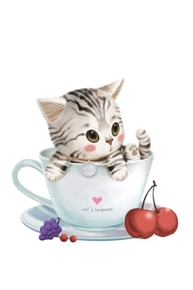 640x960 Cute Cat Cartoon Wallpaper Wallpaper Collections Odebian - Cute Kitty Drawing