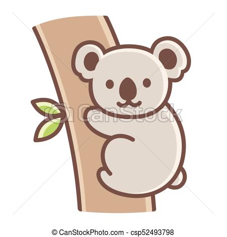450x470 cute cartoon koala on tree branch simple vector illustration - Cute Koala Bear Drawing