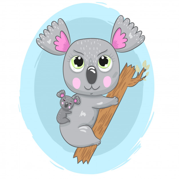 626x626 cute koala bear with baby cartoon drawing vector premium download - Cute Koala Bear Drawing