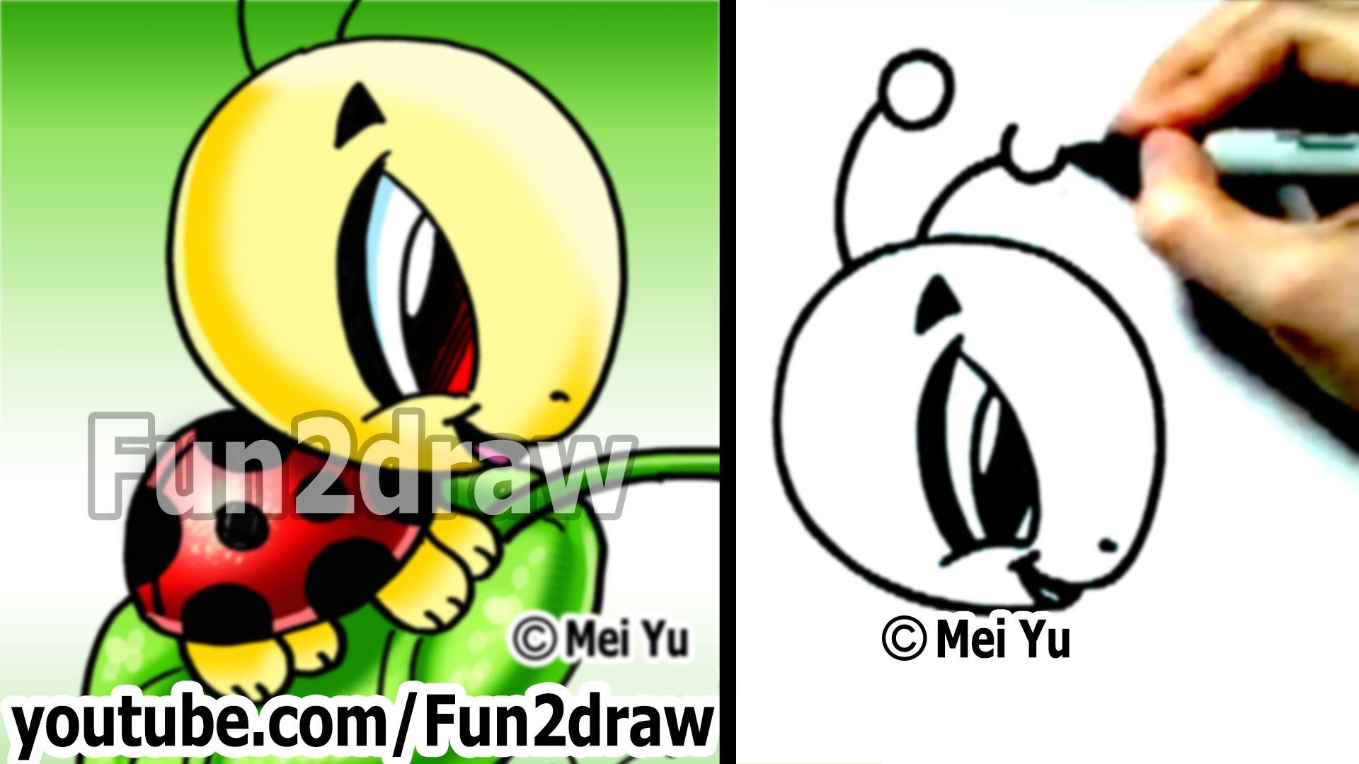 1920x1080 How To Draw Cartoons - Cute Ladybug Drawing