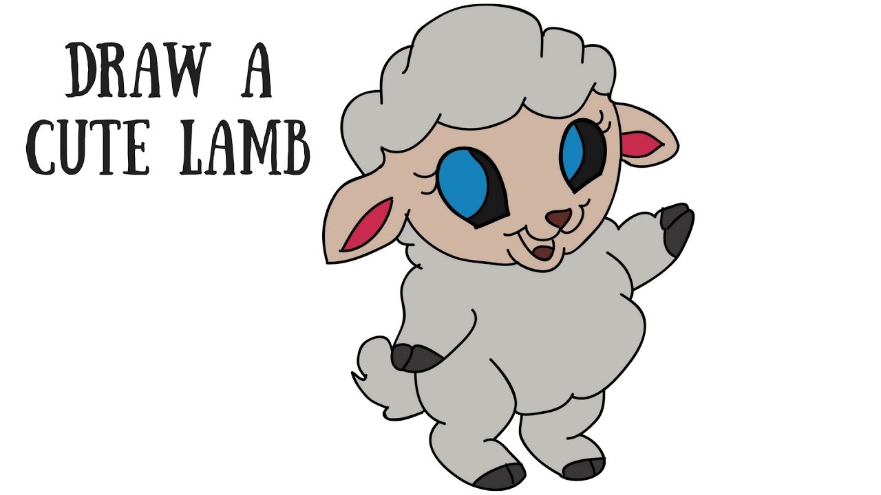 1280x720 how to draw a cute lamb cartoon animal sheep step - Cute Lamb Drawing