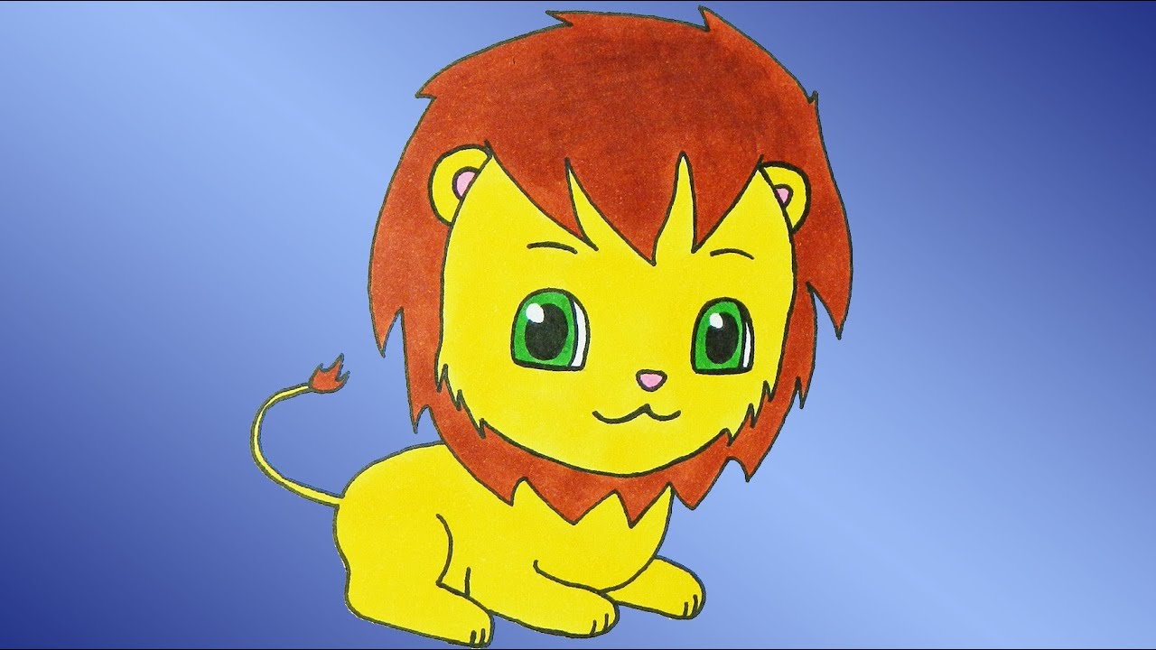 1280x720 How To Draw A Cute Lion - Cute Lion Drawing