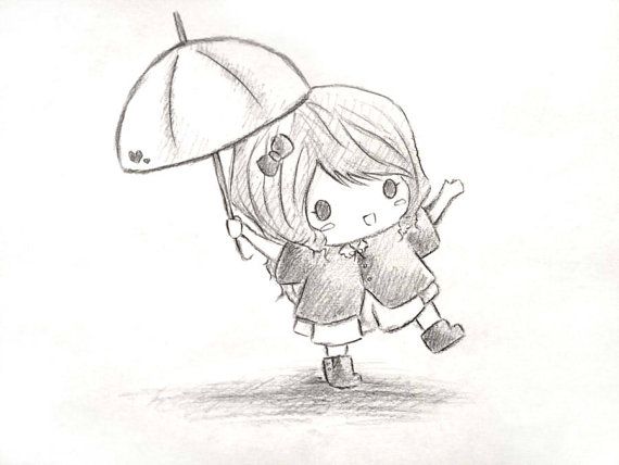 570x428 Drawn Little Girl Cute - Cute Little Girl Drawing