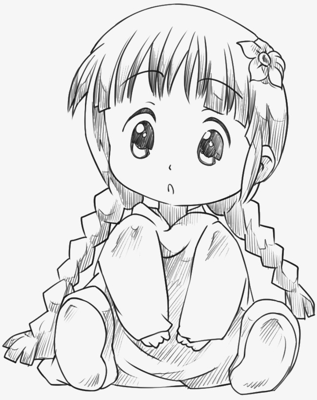 650x819 Cute Little Girl, Pencil Drawing, Line Drawings, Archetypes Png - Cute Little Girl Drawing