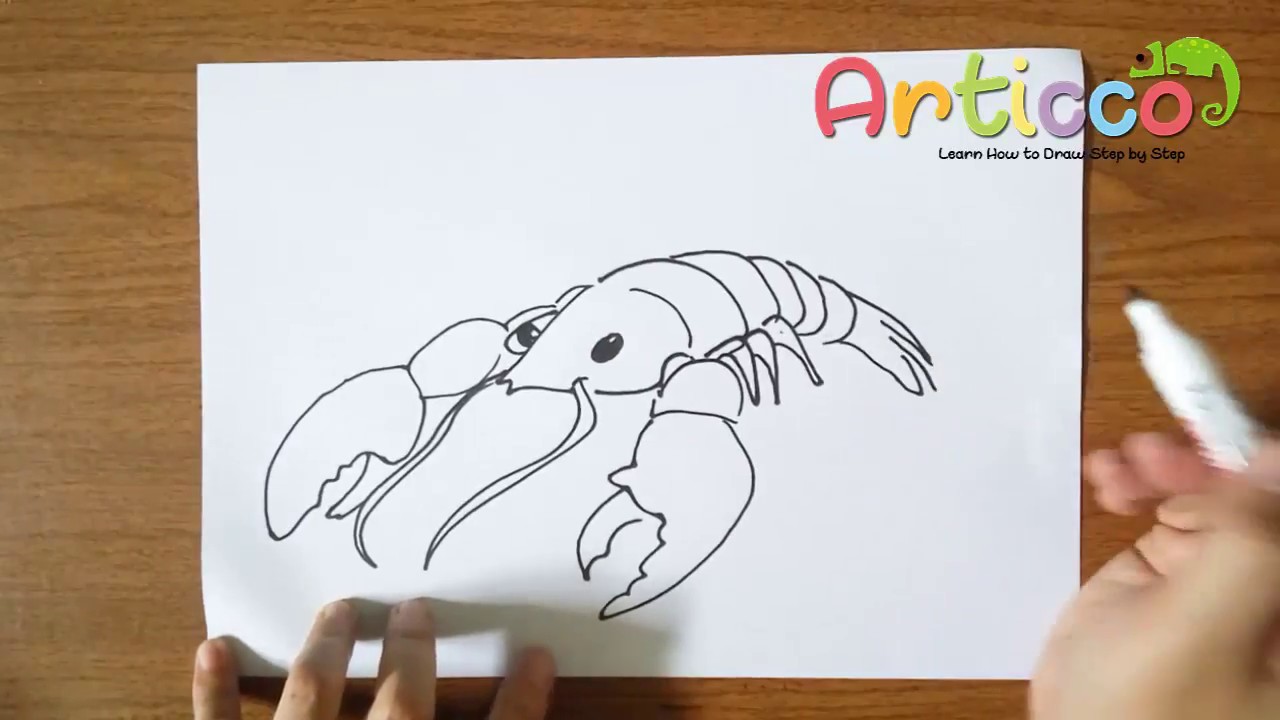 1280x720 how to draw lobster step - Cute Lobster Drawing
