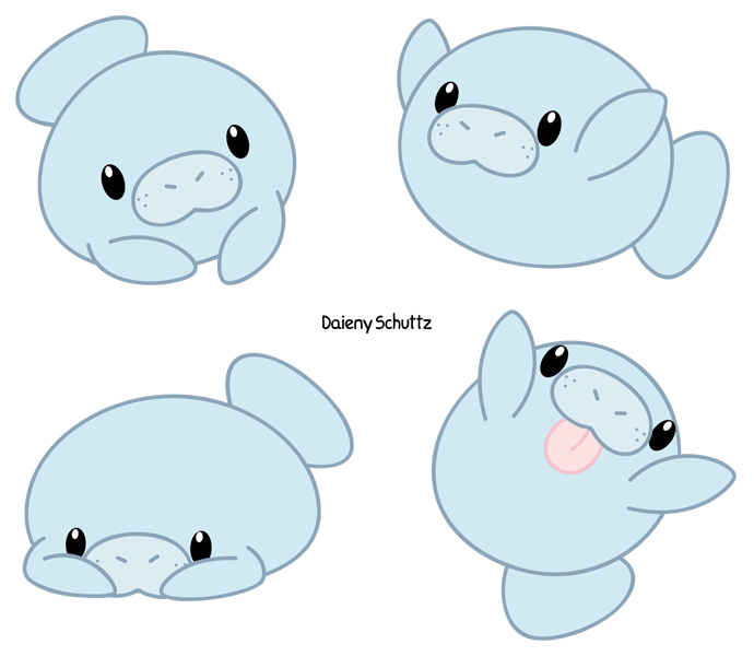 690x600 chibi manatee - Cute Manatee Drawing
