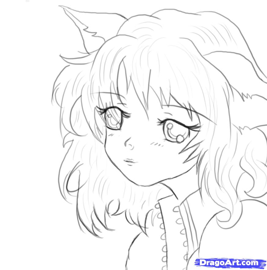 873x883 How To Draw A Cute Anime Face, Step - Cute Manga Girl Drawing