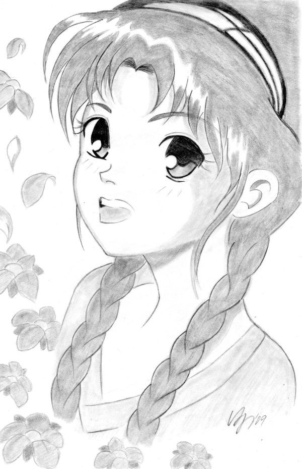 600x929 drawings of cute things cute manga girl - Cute Manga Girl Drawing