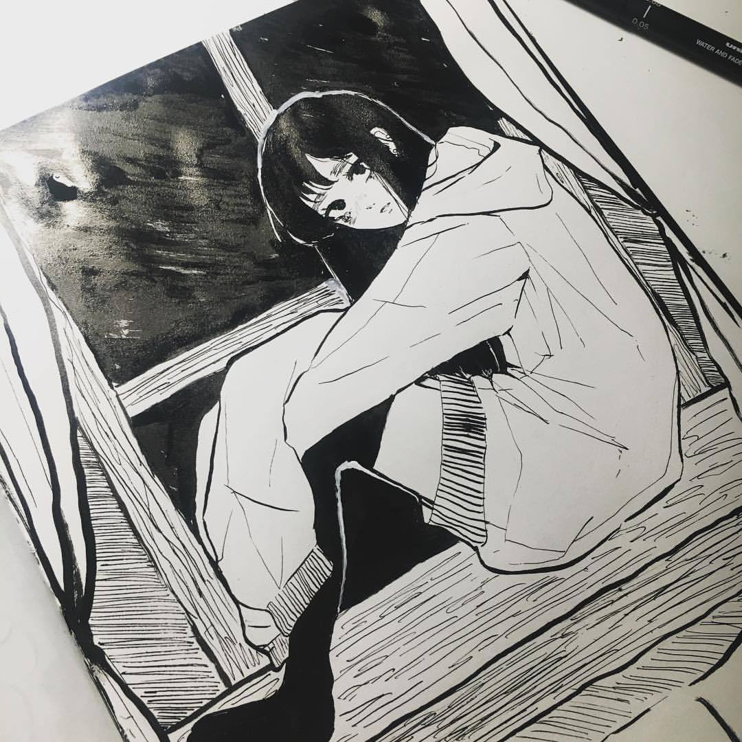 1080x1080 Encretobre - Cute Manga Girl Drawing