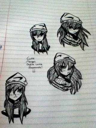 320x427 Cute Manga Girls With Beanies! - Cute Manga Girl Drawing