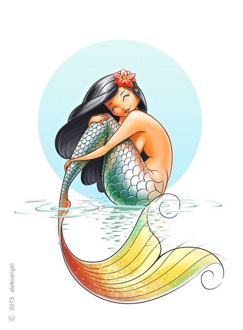 500x677 Mermaid With Multi Color Tail Sitting Art Mermaids With Tails - Cute Mermaid Drawings