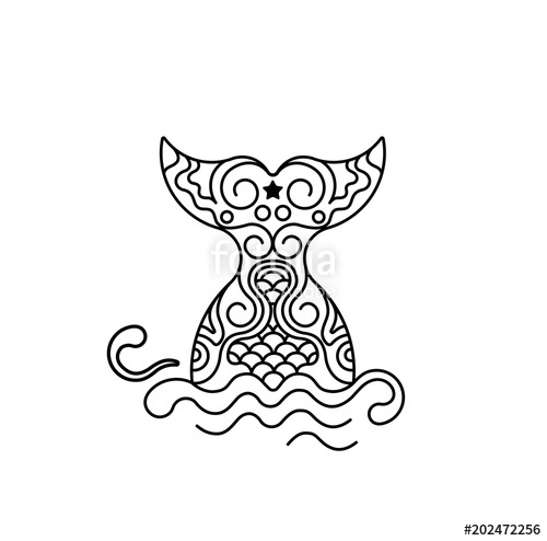 500x494 mermaid vector silhouette illustration sea tail design mermaid - Cute Mermaid Tail Drawing