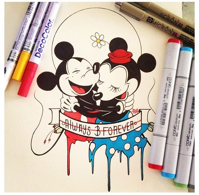 640x626 Cute Mickey And Minnie Mouse Drawing Disney Cute Disney - Cute Minnie Mouse Drawing