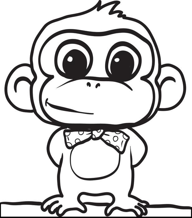 616x700 Cute Monkey Drawing - Cute Monkey Drawing