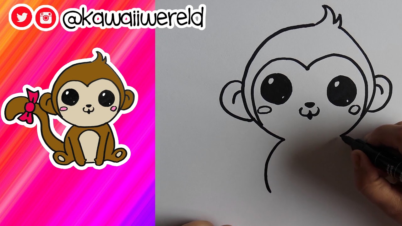 1280x720 How To Draw A Cute Monkey Easy For Kids - Cute Monkey Drawing