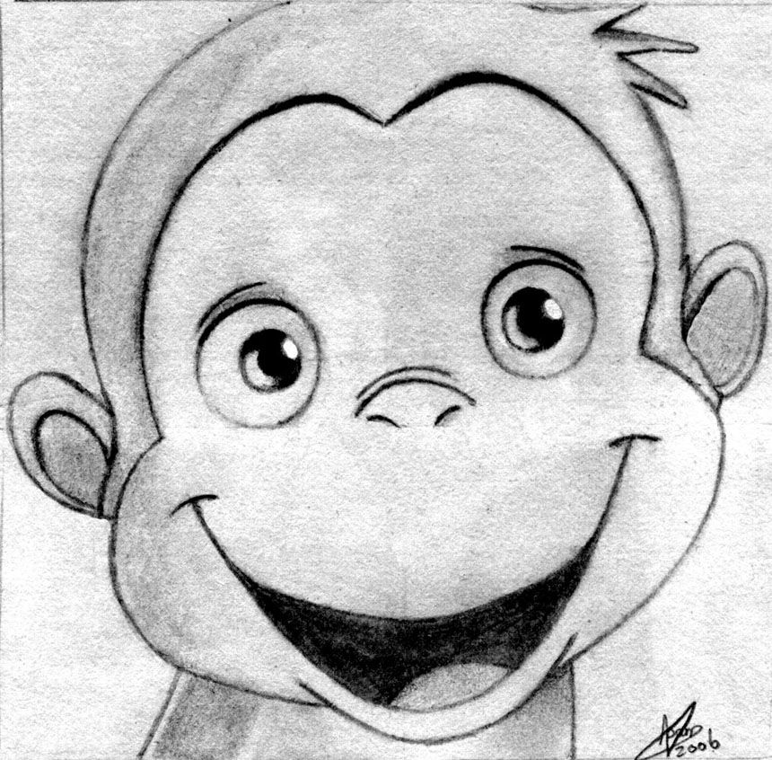 860x846 sketch of the cute monkey from the new film 'curious george' i - Cute Monkey Drawing