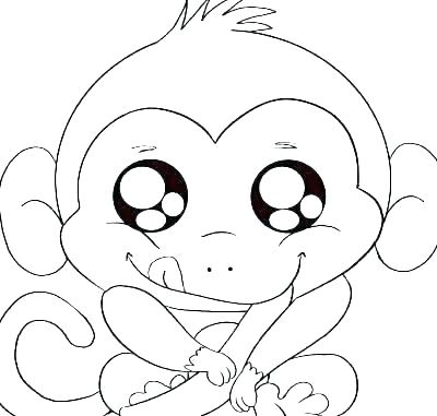 400x381 Cute Baby Monkey Coloring Pages All - Cute Monkey Drawing