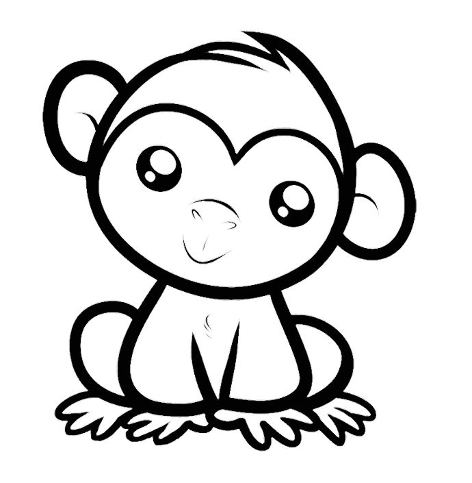 690x705 Cute Monkey Coloring Pages Kids Coloring Pages Monkey Tattoos - Cute Monkey Drawing