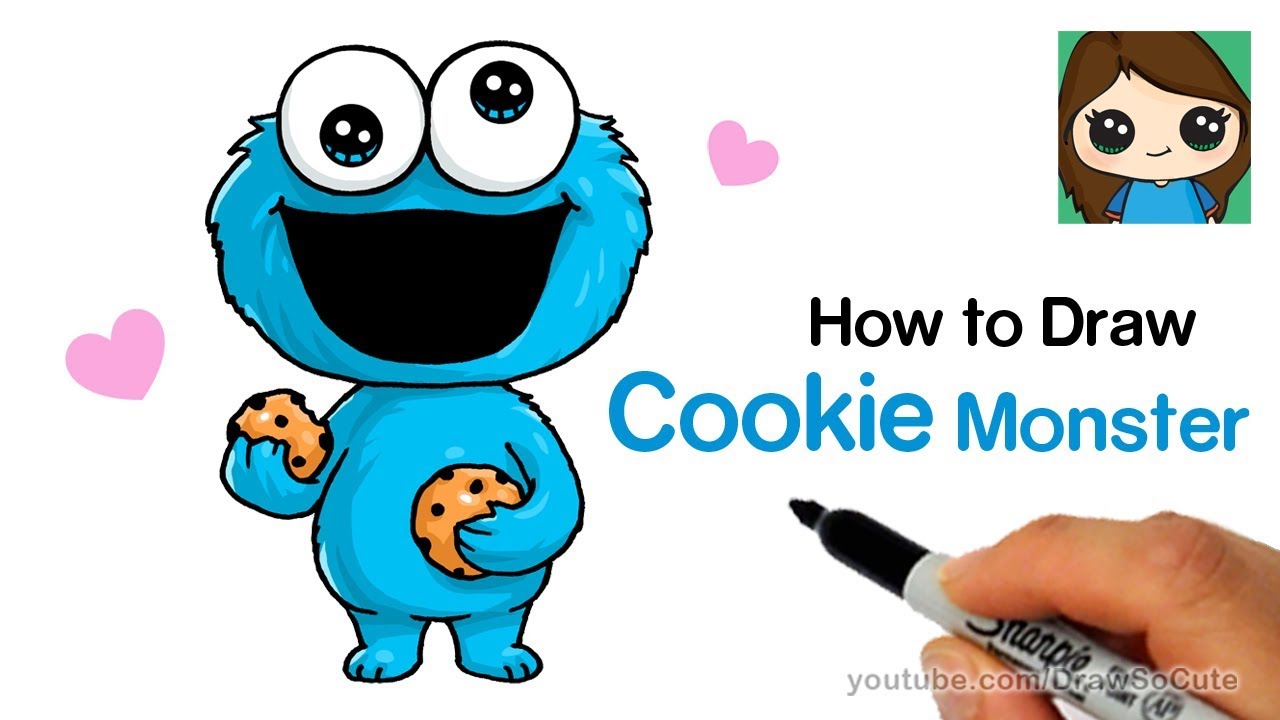 1280x720 how to draw cookie monster easy and cute - Cute Monster Drawings