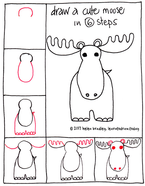 500x641 How To Draw A Cute Moose In Steps Learn To Draw - Cute Moose Drawing