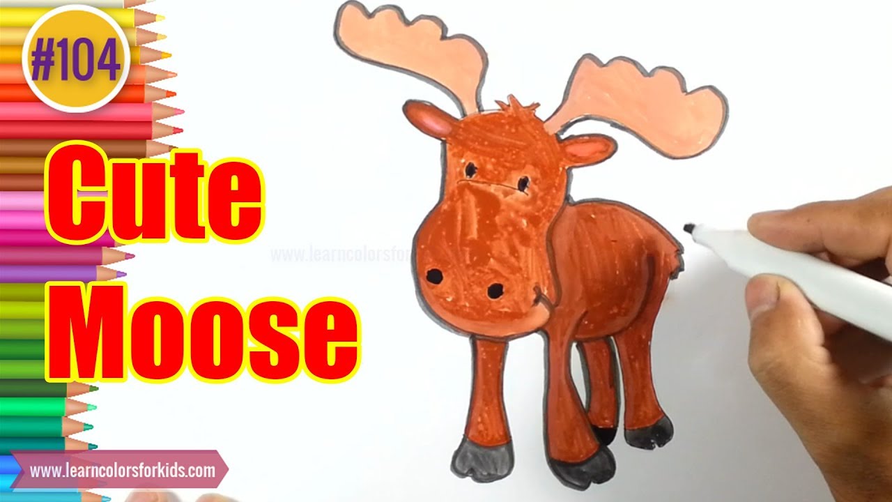 1280x720 Huge Collection Of 'cute Moose Drawing' Download More Than - Cute Moose Drawing