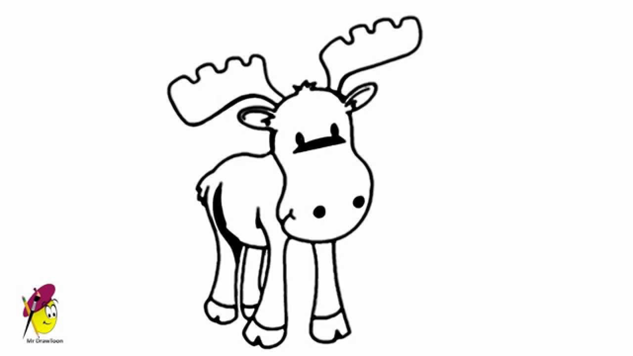 1280x720 Moose - Cute Moose Drawing