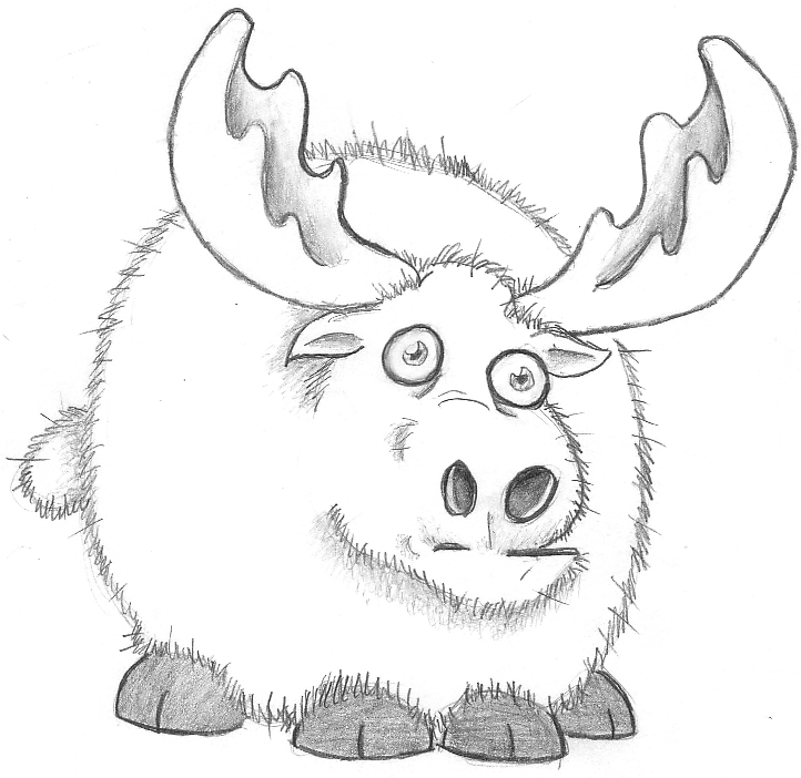 722x702 Moose Drawing Cute - Cute Moose Drawing