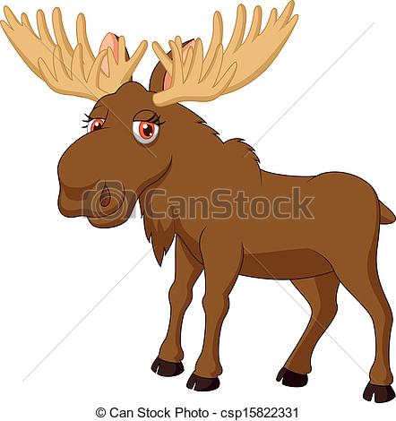 442x470 Vector Illustration Of Cute Moose Cartoon - Cute Moose Drawing