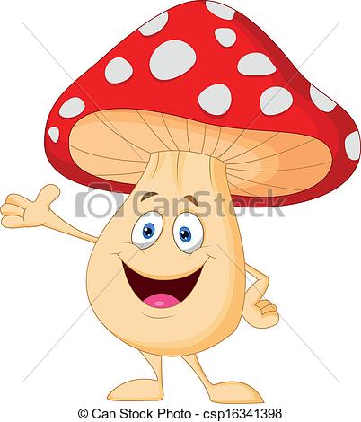 402x470 Vector Illustration Of Cute Mushroom Cartoon - Cute Mushroom Drawing