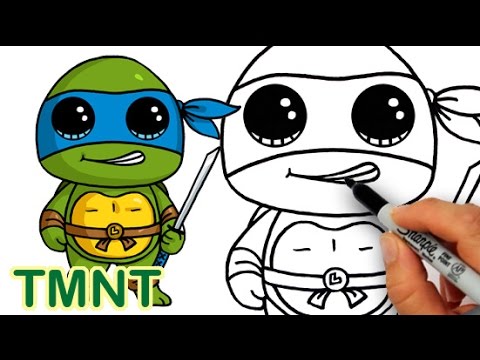480x360 How To Draw Teenage Mutant Ninja Turtle Leonardo Cute Step - Cute Ninja Drawing
